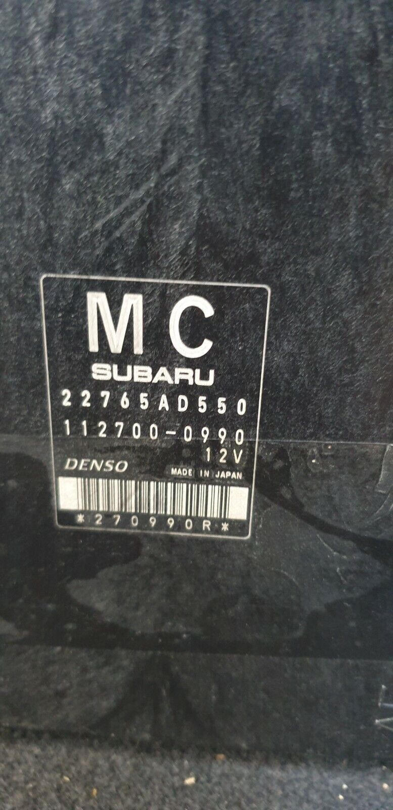SUBARU IMPREZA G4 OR XV G4X PETROL CONTROL MODULE ECU22765AD550