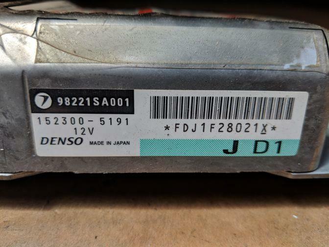 2004 SUBARU FORESTER SG5 SRS ECU FDJ1F28021X 07/02-06/05